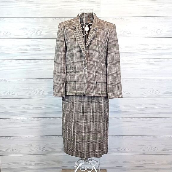 Vintage 80's Evan Picone womens plaid checkered Made in USA suit Size 2 - Picture 1 of 16